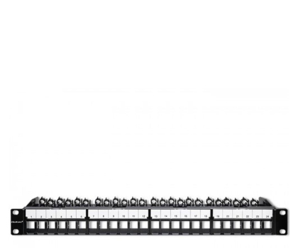 Akcesorium do szafy RACK QOLTEC Patch panel do szaf RACK 19" | 24 porty | 1U | UTP | Czarny 54516